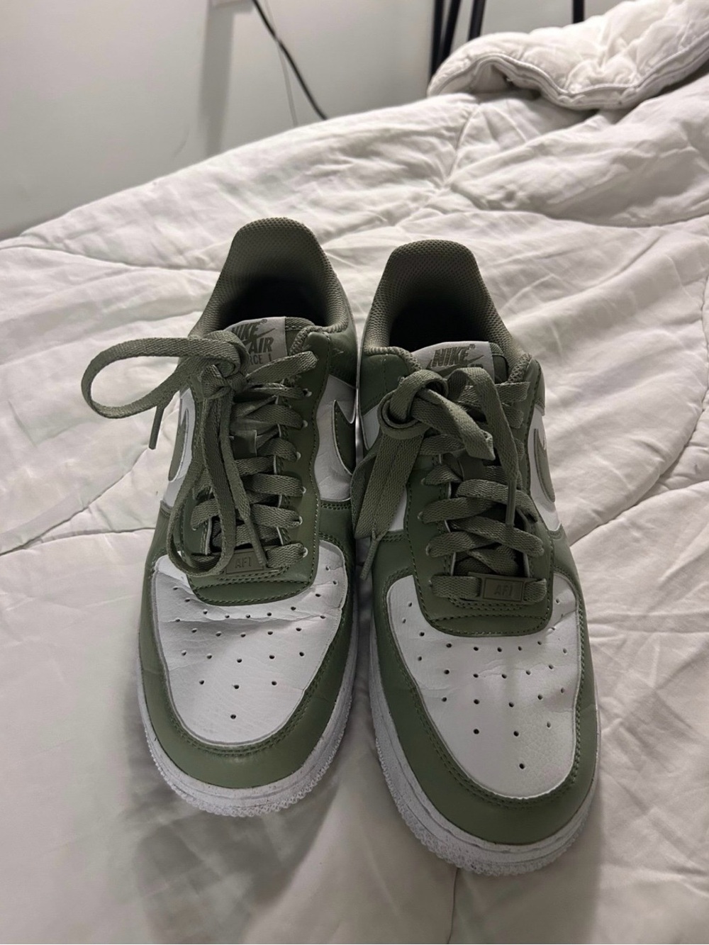 Nike Air Force 1 Sneakers in Olive Green and White